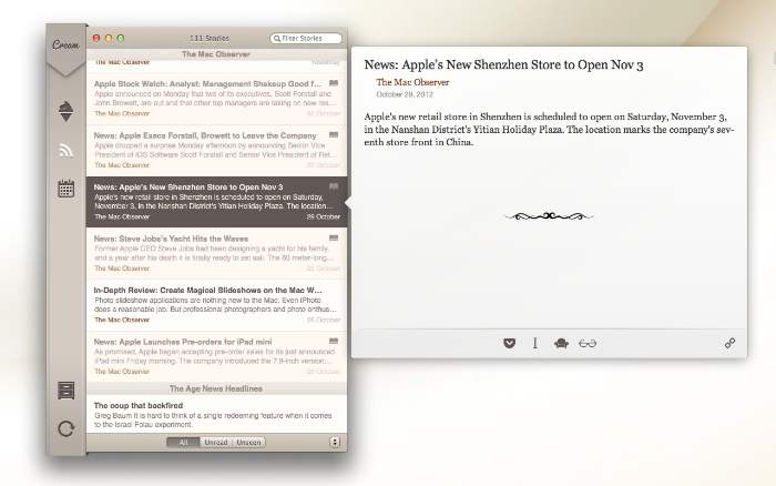 Cream Newsreader for Mac